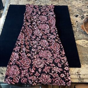 Ideology Floral Black and Pink sleeveless v-neck Dress - mid-length